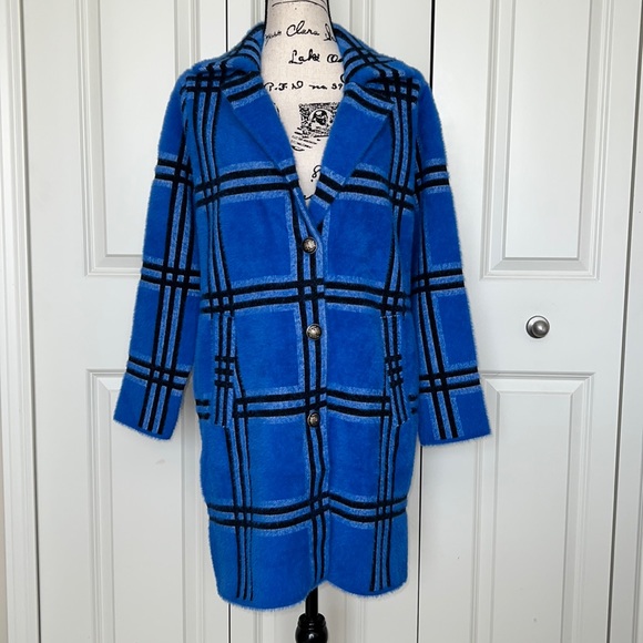 🎯NWT NVLT Coatigan Jacket Blue Black Size Small - Picture 4 of 16